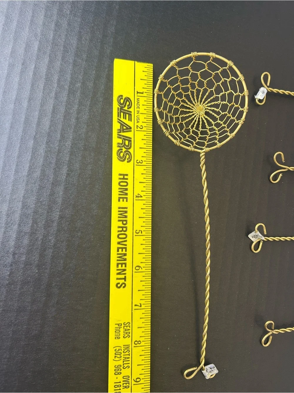 Vtg Gold Brass Metal Mesh Spoon Scoop Wire Oil Skimmer Strainer 9” Lot Of 6
